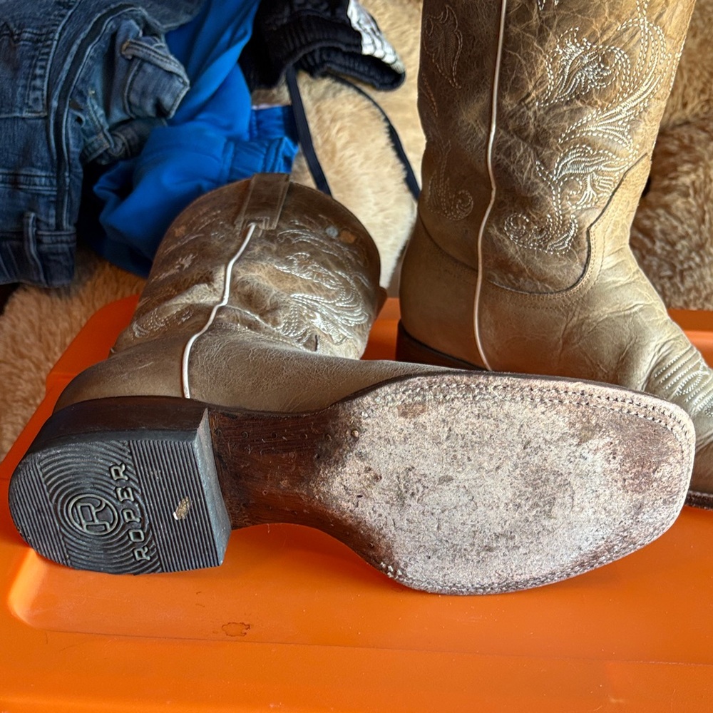 Roper Tan Embroidered Cowboy Boots - image 2